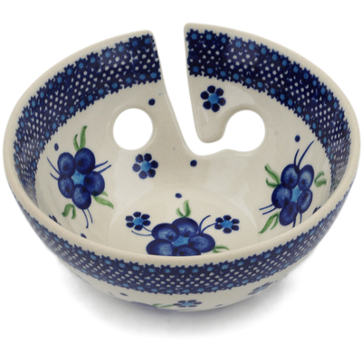 Polish Pottery Yarn Bowl 6&quot; Bleu-belle Fleur