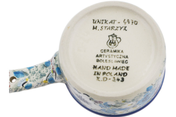 Polish Pottery 1/2 Cup Measuring Cup Wave of Flowers