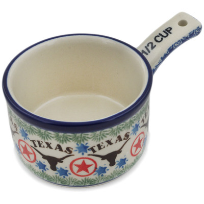 Polish Pottery 1/2 Cup Measuring Cup State Of Texas