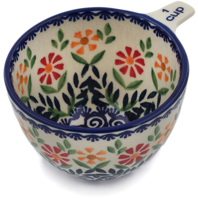 Polish Pottery 1 Cup Measuring Cup Wave Of Flowers