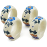 Polish Pottery 4-Piece Napkin Rings Set Blue Cornflower