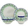 Polish Pottery 4-Piece Place Setting Vines Of Love