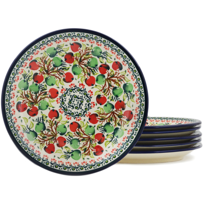 Polish Pottery 6-Piece Set of Luncheon Plates Apple Orchard