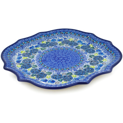 Polish Pottery 8 Point Plate Garden At Midnight UNIKAT