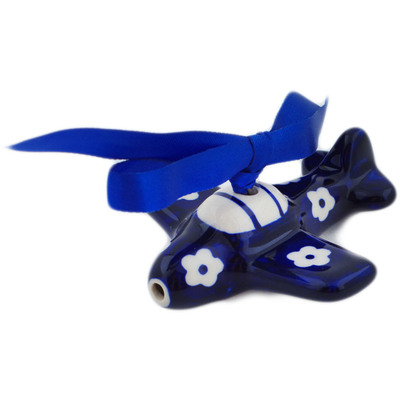 Polish Pottery Airplane Ornament 3&quot; Simple Daisy