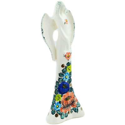 faience Angel Figurine 10&quot; Blooming Roses