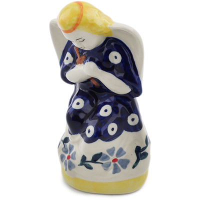 Polish Pottery Angel Figurine 5&quot; Peacock Forget-me-not