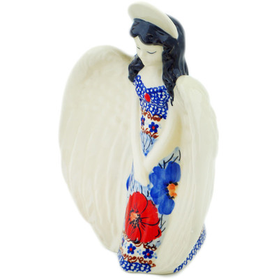 Polish Pottery Angel Figurine 8&quot; Floral Gem UNIKAT