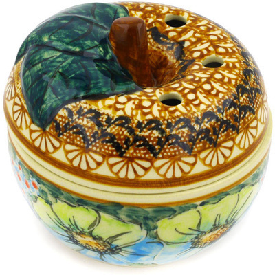 Polish Pottery Apple Shaped Jar 4&quot; Sweet Emotions UNIKAT