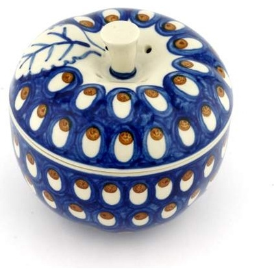 Polish Pottery Apple Shaped Jar 5&quot; American Peacock