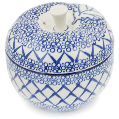 Polish Pottery Apple Shaped Jar 5&quot; Blue Harmony