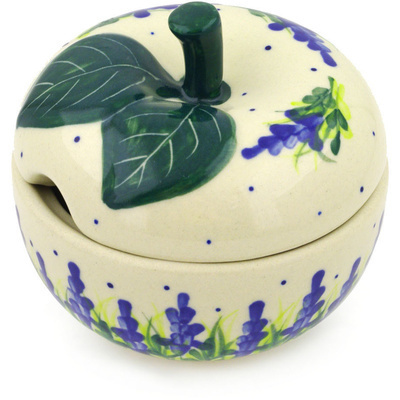 Polish Pottery Apple Shaped Jar 5&quot; Bluebonnet Fields