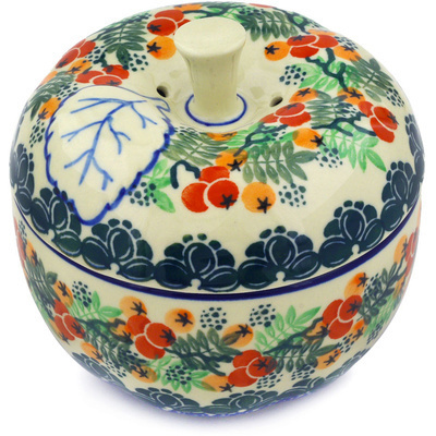 Polish Pottery Apple Shaped Jar 5&quot; Currant Tomatoes