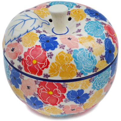 Polish Pottery Apple Shaped Jar 5&quot; Outstanding UNIKAT