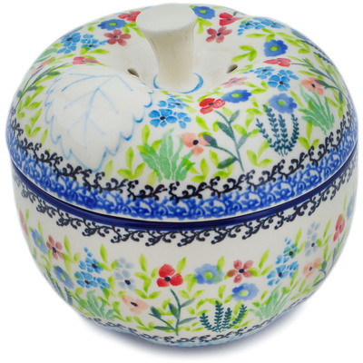 Polish Pottery Apple Shaped Jar 5&quot; Spring Essence UNIKAT