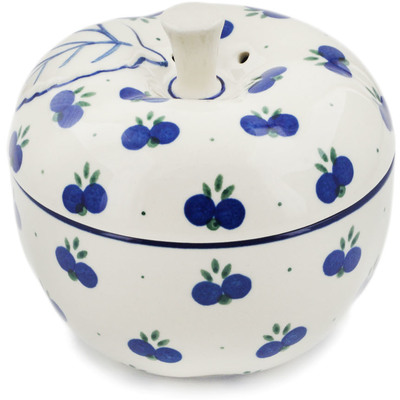 Polish Pottery Apple Shaped Jar 5&quot; Wild Blueberry