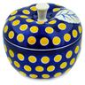 Polish Pottery Apple Shaped Jar 5&quot; Yellow Dots