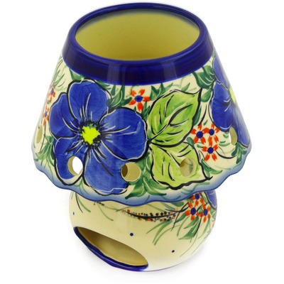 Polish Pottery Aroma Oil Burner Lamp 6&quot; Summertime Blues UNIKAT