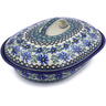 Polish Pottery Baker with Cover 10&quot; Blue Chicory