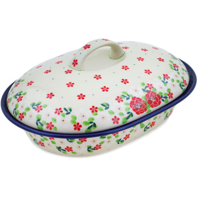 Polish Pottery Baker with Cover 10&quot; Rosy Cheeks
