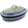 Polish Pottery Baker with Cover 12&quot; Blue Dogwood
