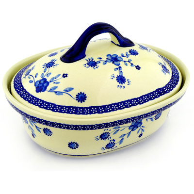 Polish Pottery Baker with Cover 12&quot; Delicate Poppy