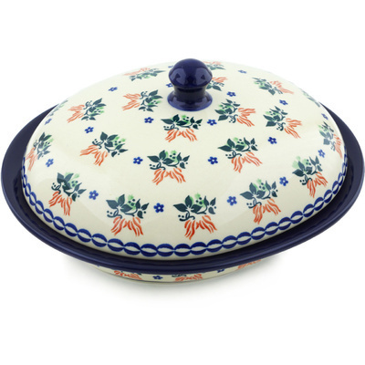 Polish Pottery Baker with Cover 12&quot; Fire Cracker
