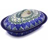 Polish Pottery Baker with Cover 8&quot; Blue Alpine