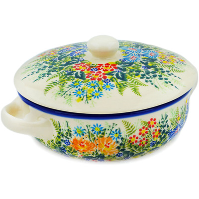 Polish Pottery Baker with Cover 8&quot; New Life UNIKAT