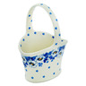 Polish Pottery Basket with Handle 7&quot; Blue Spring