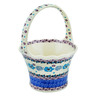 Polish Pottery Basket with Handle 8&quot; Blooming Blues