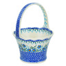 Polish Pottery Basket with Handle 8&quot; Blue Joy