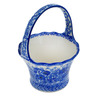 Polish Pottery Basket with Handle 8&quot; Dreams In Blue UNIKAT