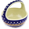 Polish Pottery Basket with Handle 8&quot; Stars And Stripes