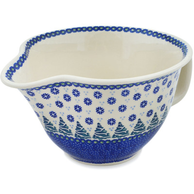 Polish Pottery Batter Bowl 11&quot; Falling Snowflakes