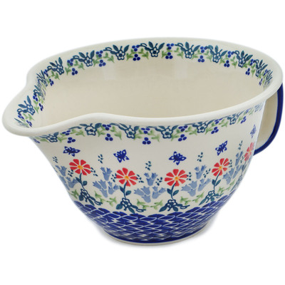 Polish Pottery Batter Bowl 11&quot; Last Summer Flowers