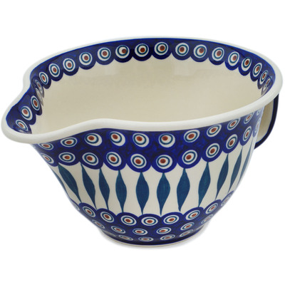 Polish Pottery Batter Bowl 11&quot; Peacock