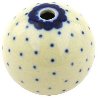 Polish Pottery Bead 1&quot; Blue Polka Dot