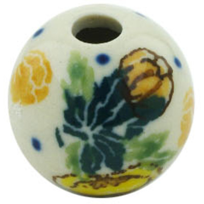 Polish Pottery Bead &frac34;-inch Spring Flowers