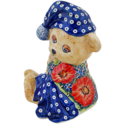 Polish Pottery Bear Figurine 7&quot; Blue Eyes Meadow UNIKAT