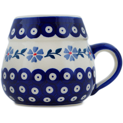 Polish Pottery Beer Mug 27 oz Peacock Forget-me-not