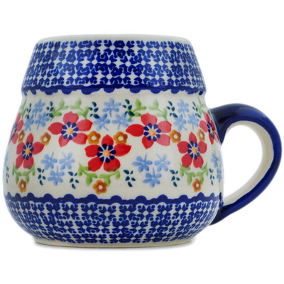 Polish Pottery Beer Mug 27 oz Red Flower Meadow