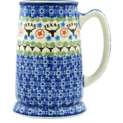 Polish Pottery Beer Mug 28 oz State Of Texas