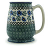 Polish Pottery Beer Mug 34 oz Blue Chicory