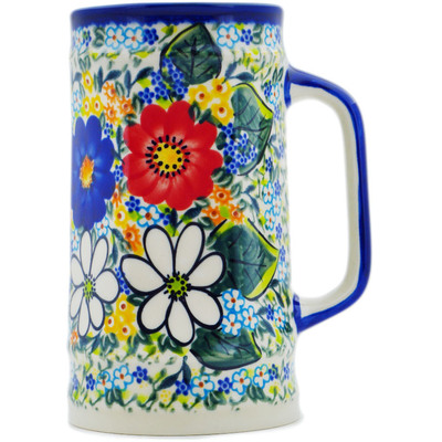 Polish Pottery Beer Mug 34 oz Magical Spring UNIKAT