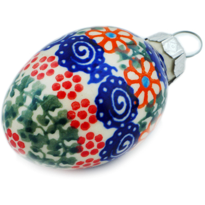 Polish Pottery Bell Ornament 3&quot; Amarillo Meadow UNIKAT