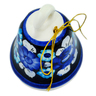 faience Bell Ornament 3&quot; Cobalt Flowers