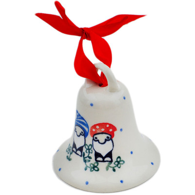 Polish Pottery Bell Ornament 3&quot; Papa Gnome