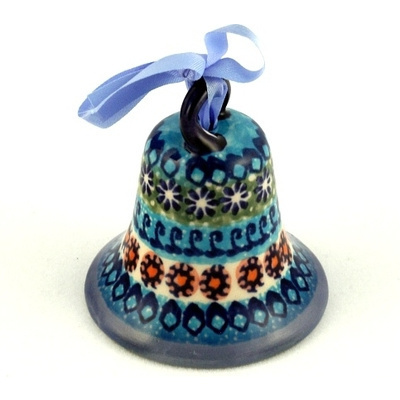 Polish Pottery Bell Ornament 3&quot; UNIKAT