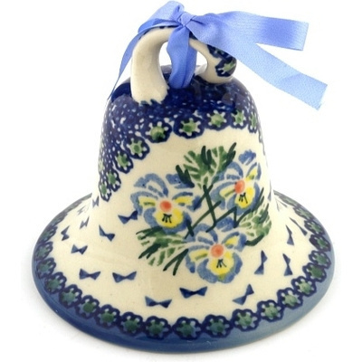 Polish Pottery Bell Ornament 4&quot; Blue Boutiques